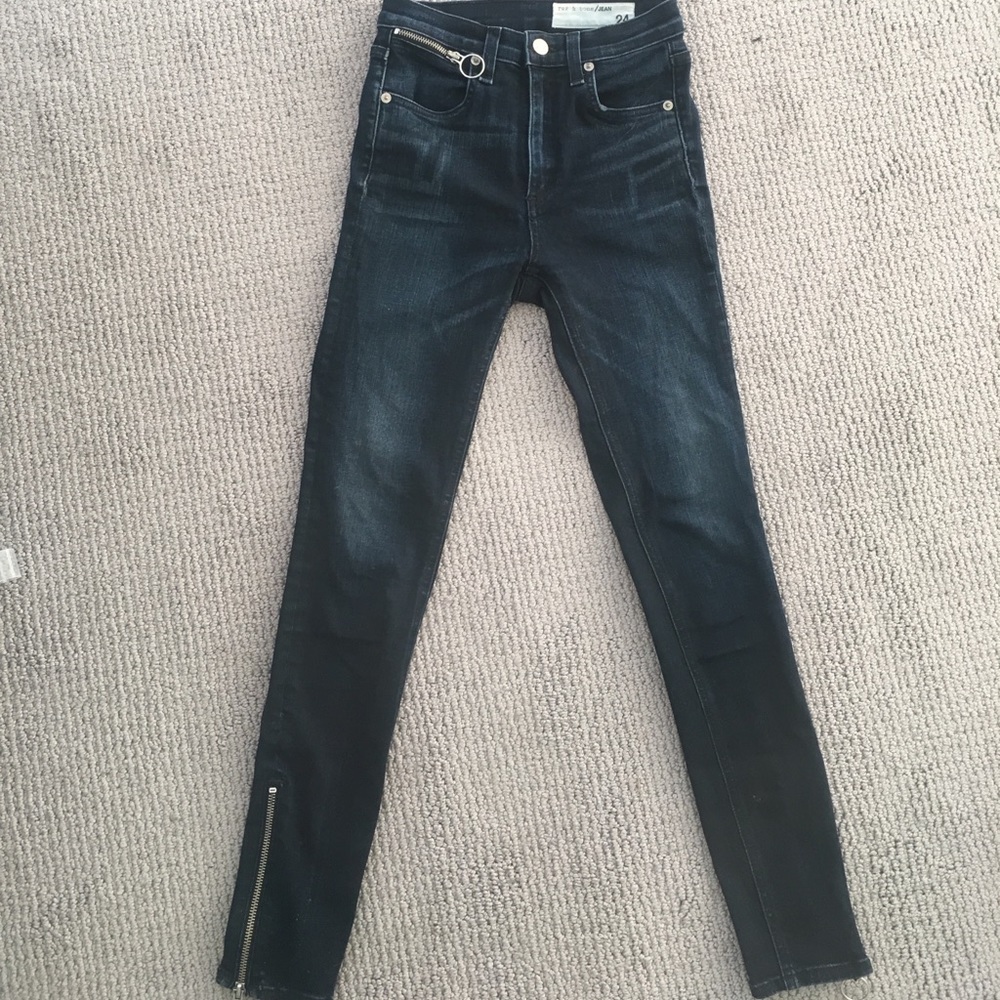 Rag & Bone High Rise O-Ring ankle jeans